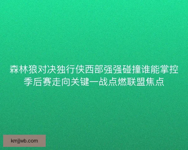 森林狼对决独行侠西部强强碰撞谁能掌控季后赛走向关键一战点燃联盟焦点